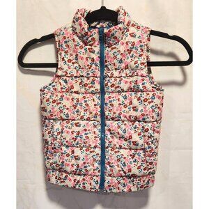 Genuine Kids From OshKosh Girls Floral Puffer‎ Vest Size 5T Pink Teal White
